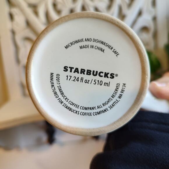 Starbucks White Multicolor Christmas Tree Print 17 Oz Holiday Mug 2017 - Picture 5 of 5